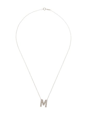 Tiffany & Co. Platinum Diamond Initial 'M' Pendant Necklace