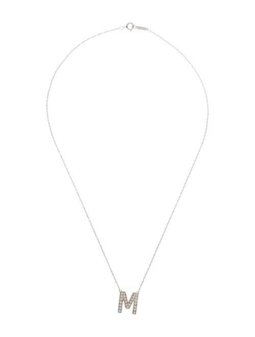 Tiffany & Co. Platinum Diamond Initial 'M' Pendant Necklace