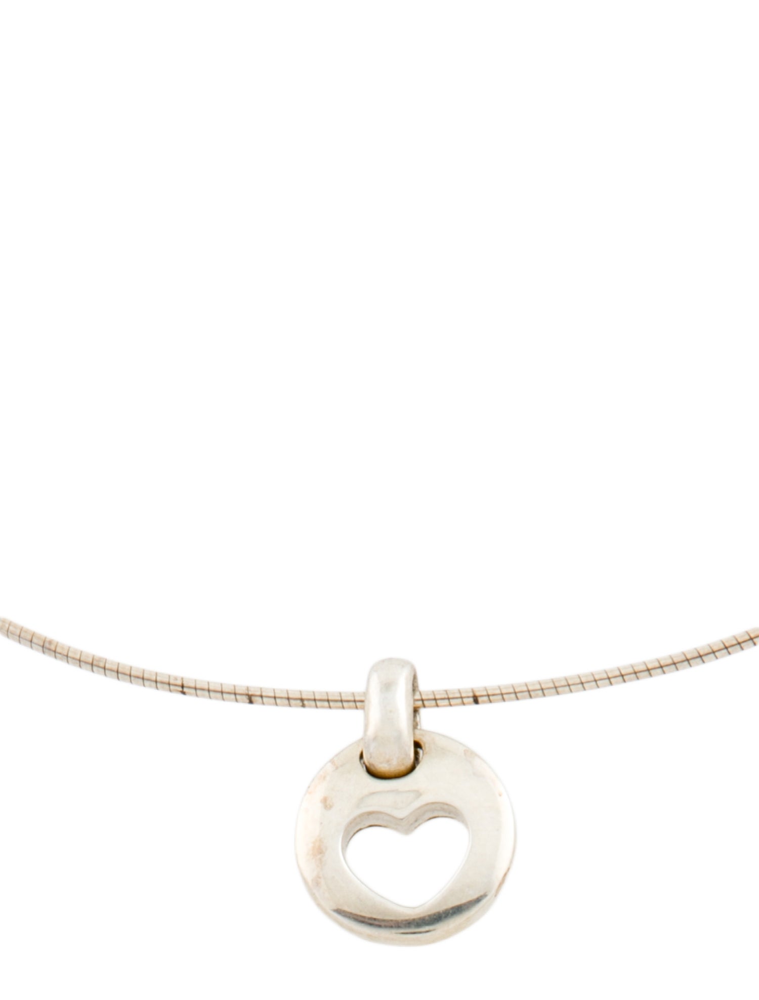 Tiffany & Co. Vintage Stencil Cut Out Heart Pendant Necklace