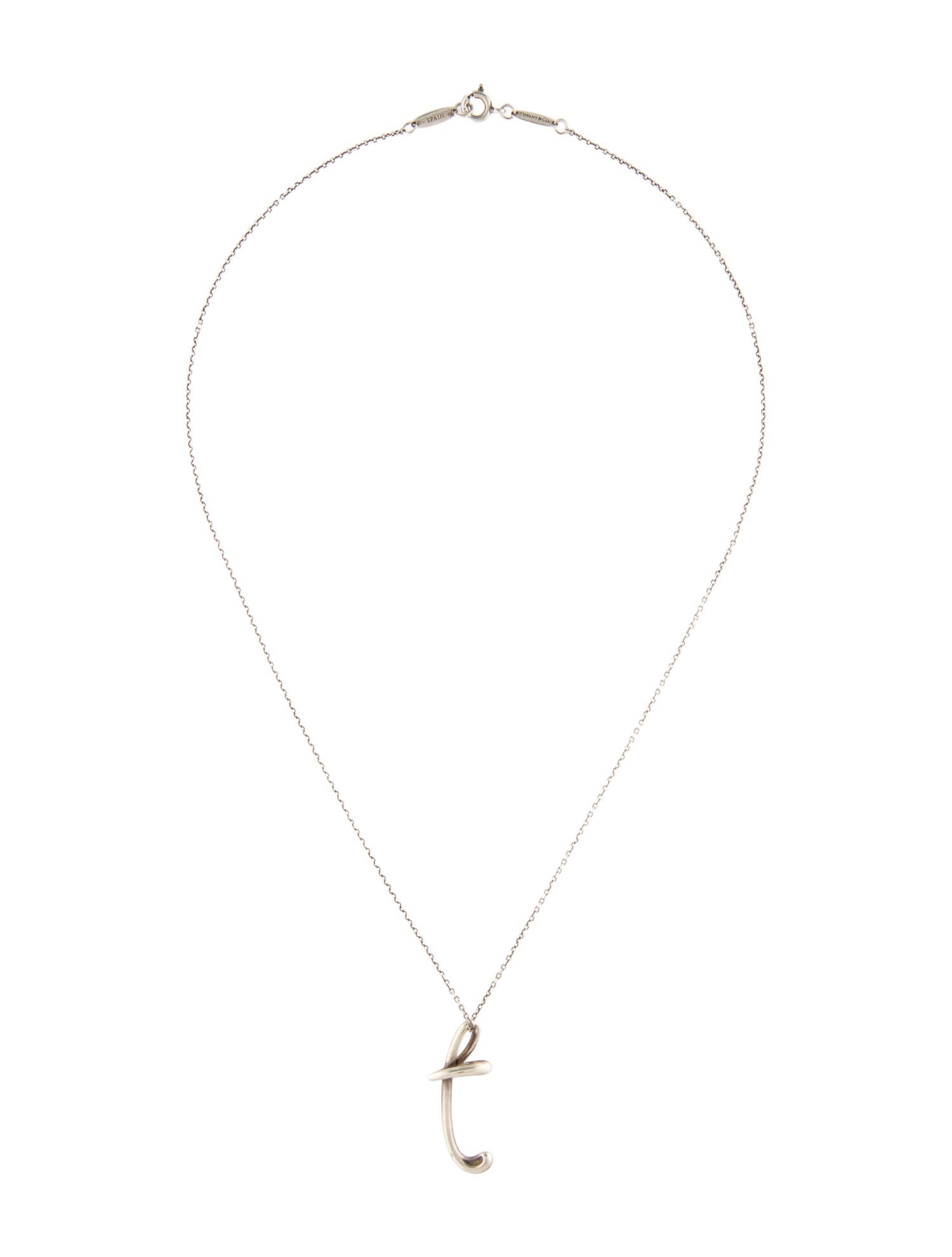 Tiffany & Co. Alphabet Letter Large 'T' Pendant Necklace