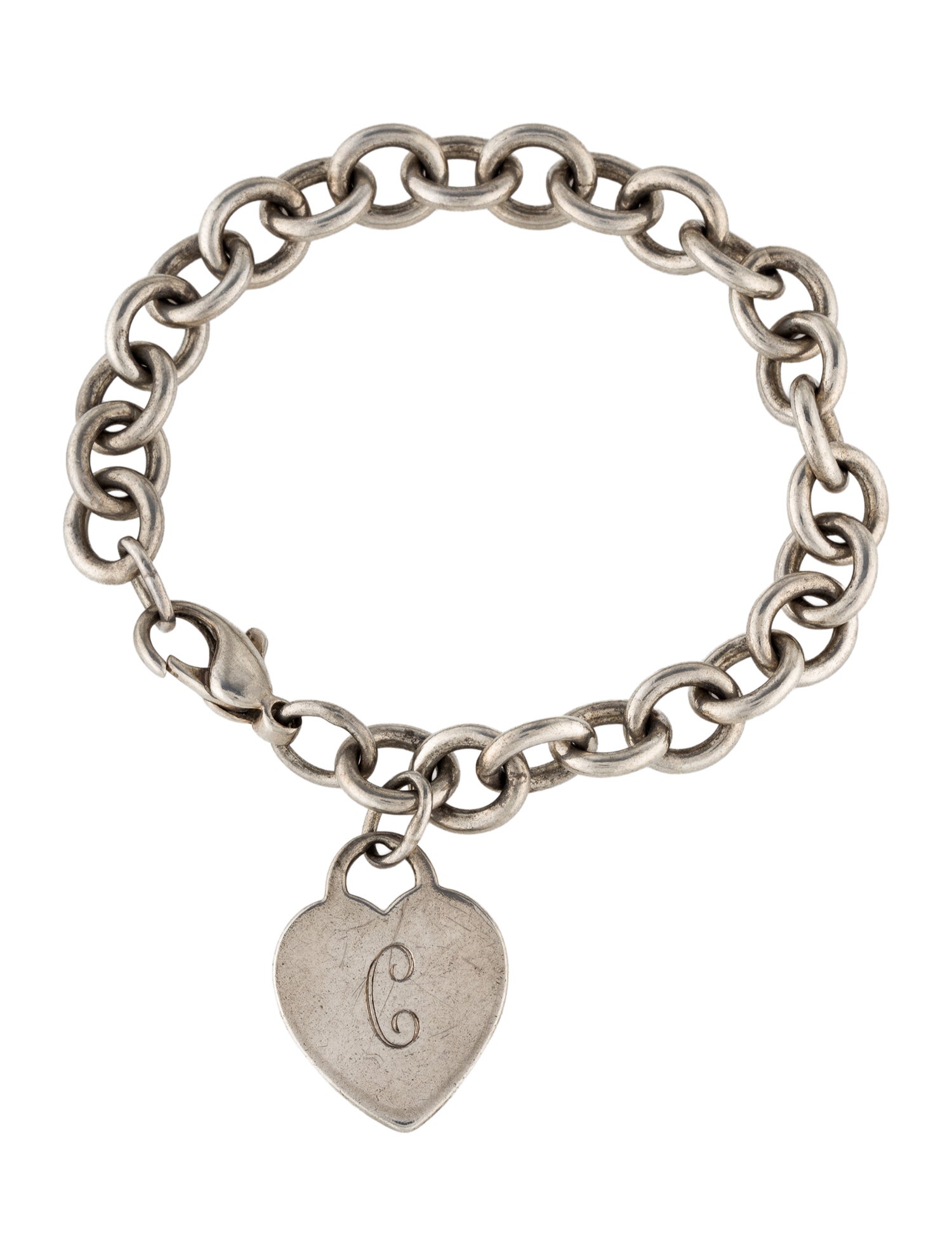 Tiffany & Co. Letter 'C' Heart Tag Charm Bracelet