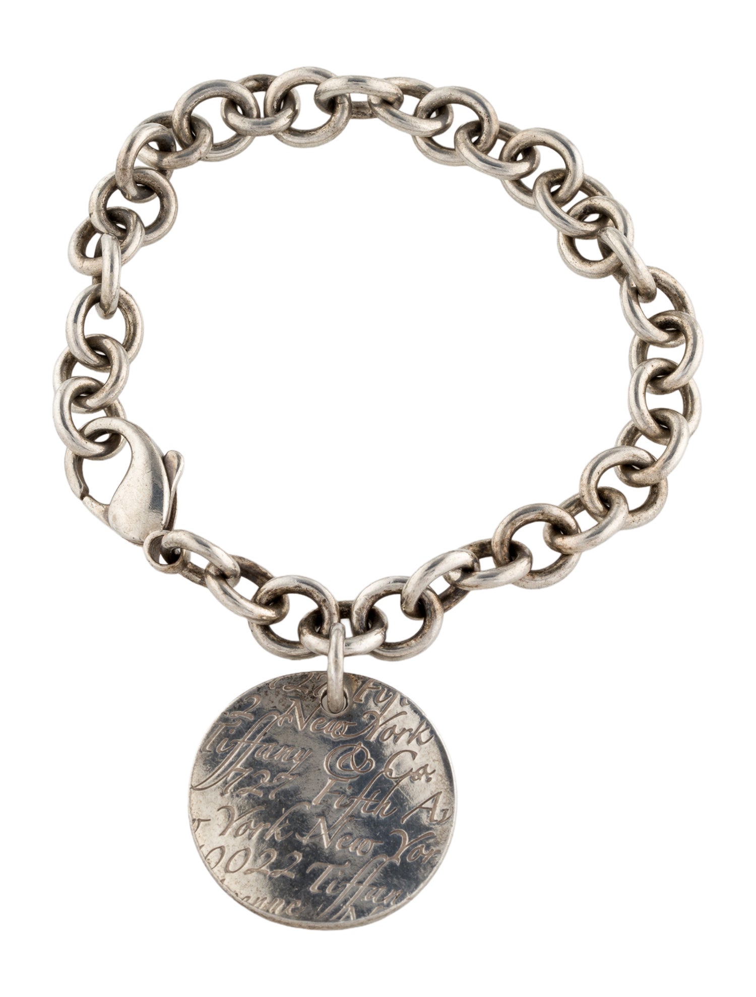Tiffany & Co. Notes Round Tag Charm Bracelet