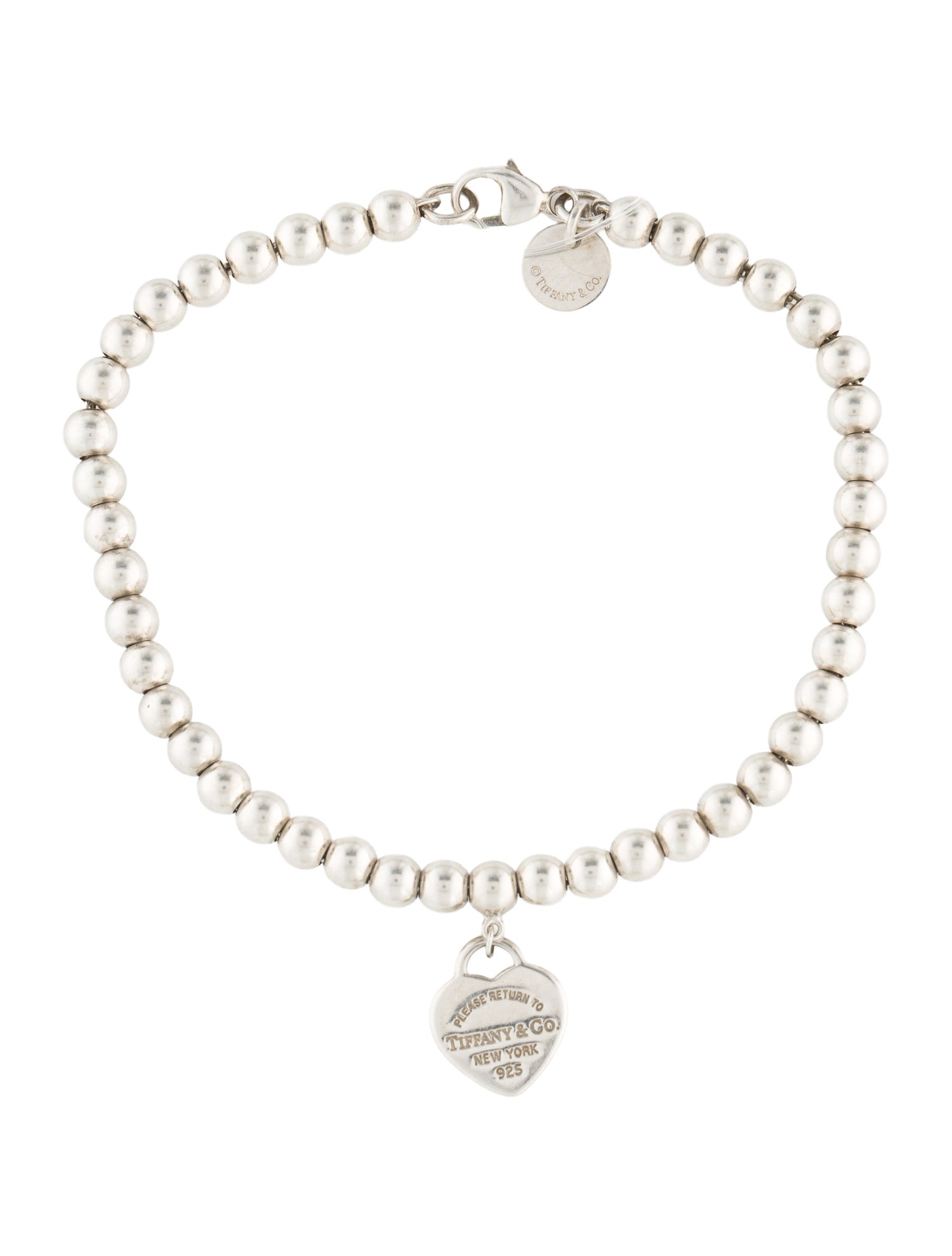 Tiffany & Co. Enamel Heart Tag Bead Bracelet