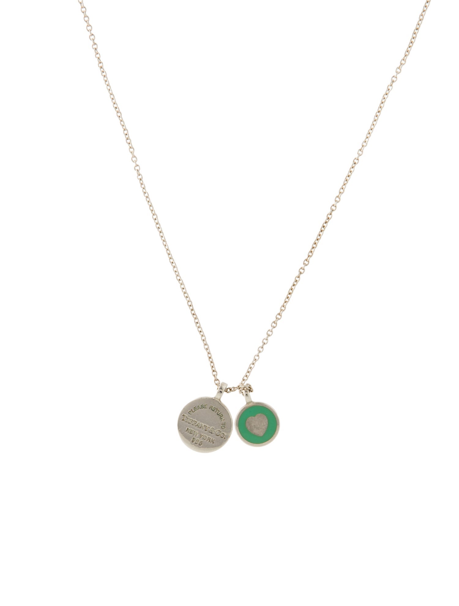 Tiffany & Co. Enamel Mini Double Round Tag Pendant Necklace