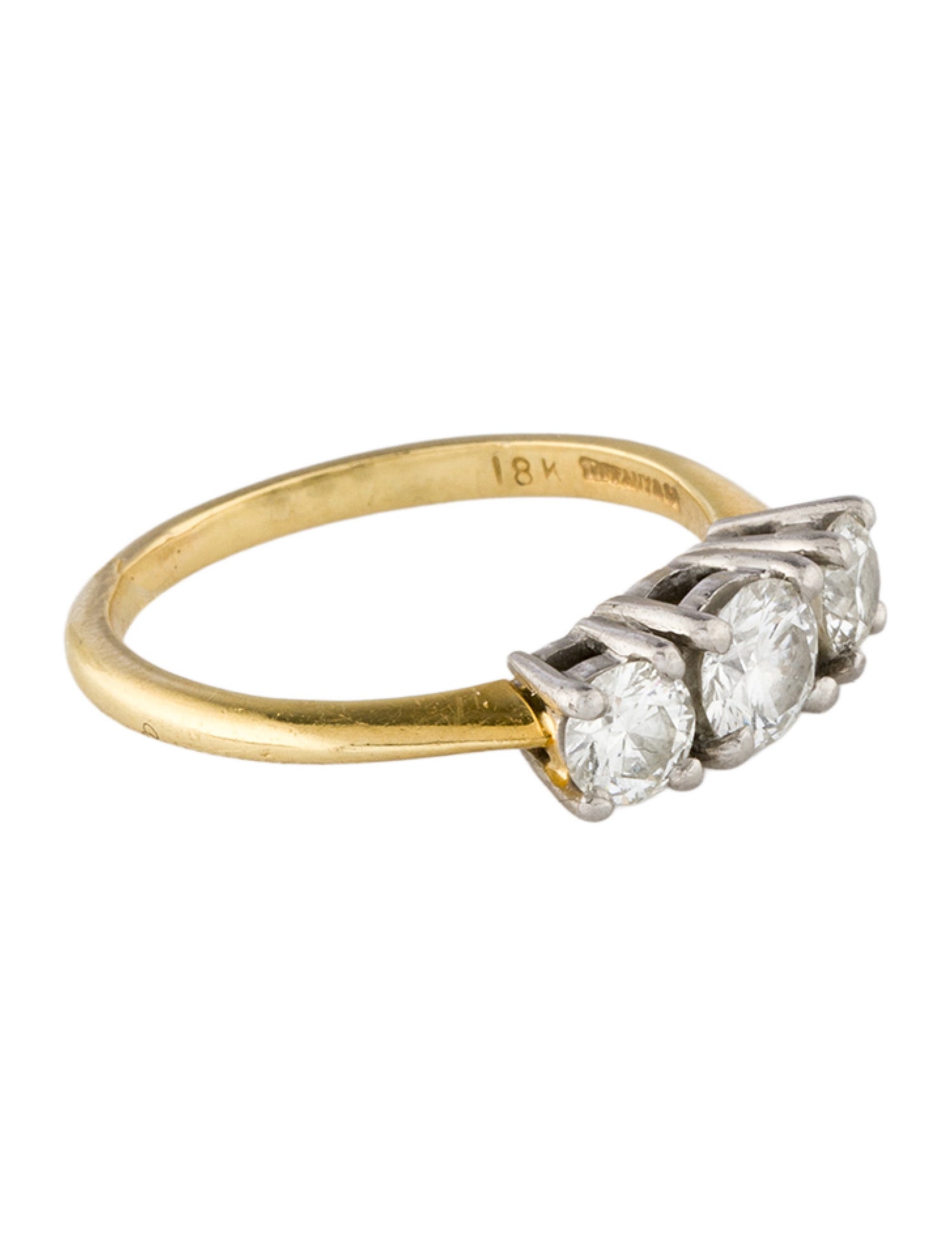 Tiffany & Co. Vintage 18K Diamond Three Stone Engagement Ring