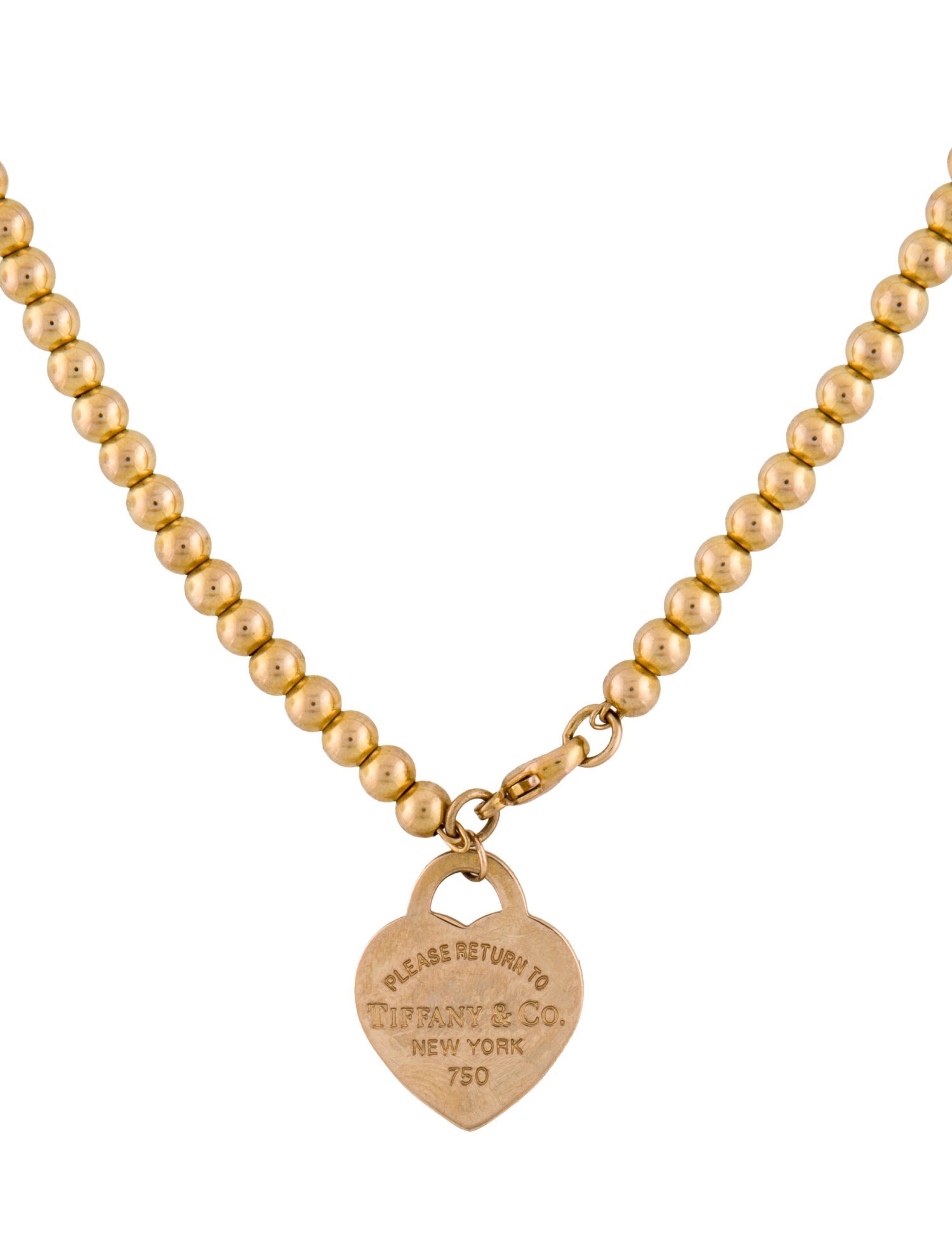 Tiffany & Co. Small Heart Tag Bead Necklace