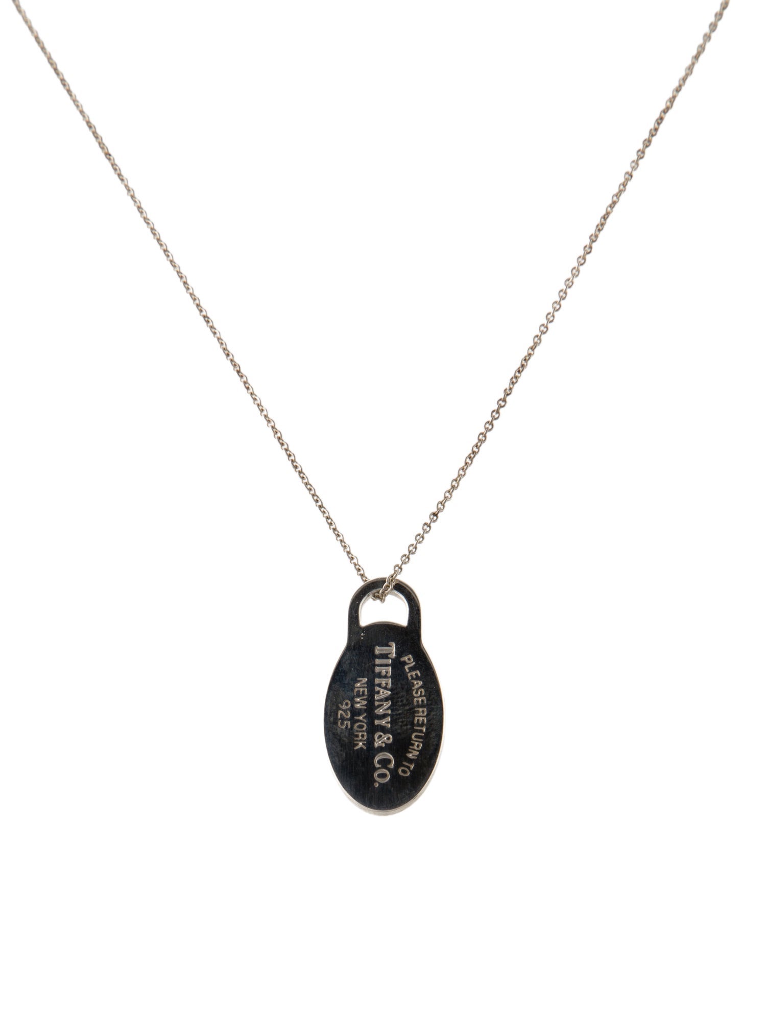 Tiffany & Co. Oval Tag Pendant Necklace