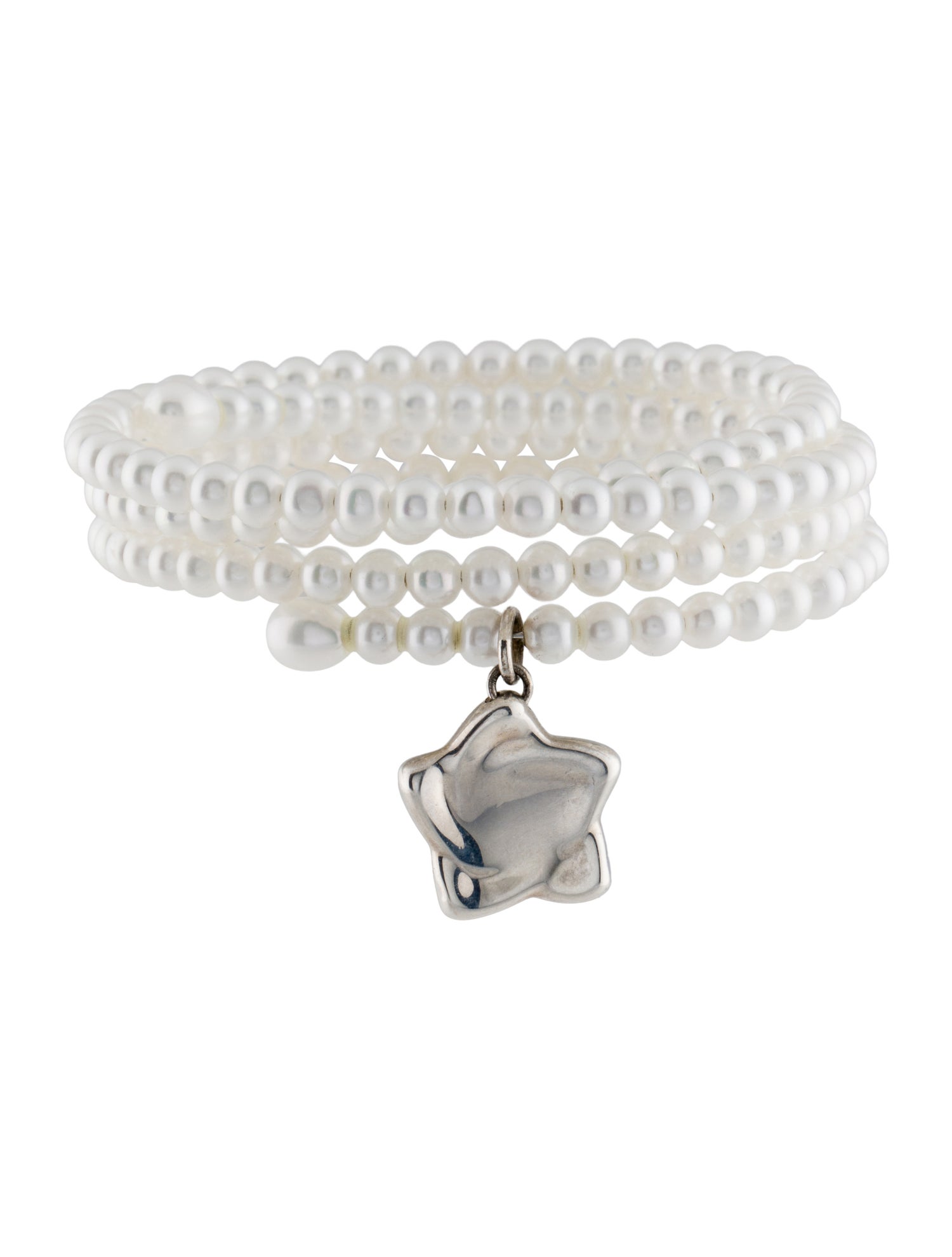 Tiffany & Co. Pearl Star Charm Wrap Bracelet
