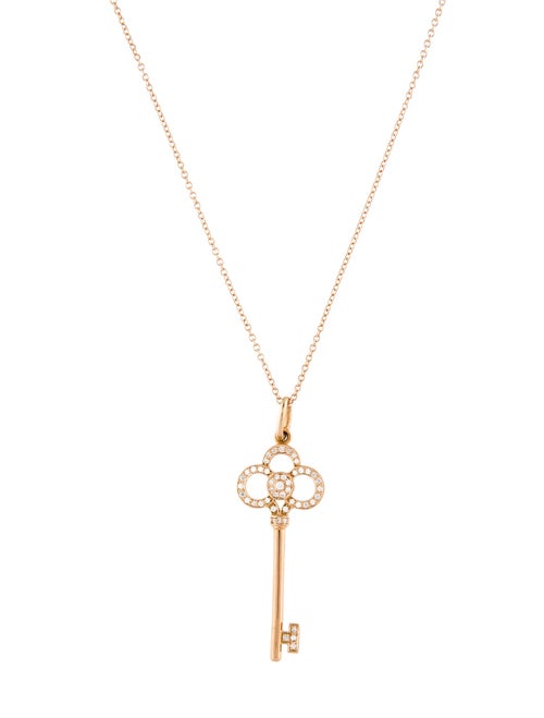 Tiffany & Co. 18K Diamond Crown Key Pendant Necklace