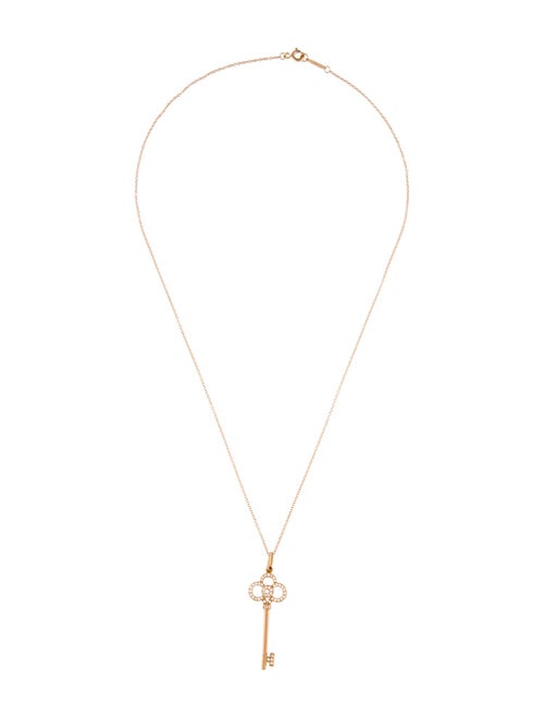 Tiffany & Co. 18K Diamond Crown Key Pendant Necklace