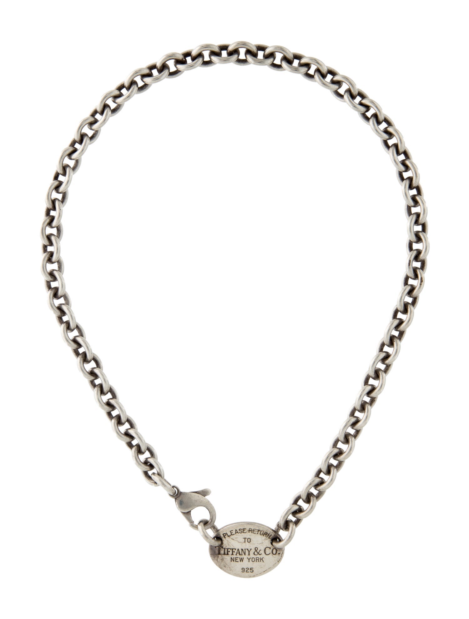 Tiffany & Co. Oval Tag Choker Chain Necklace