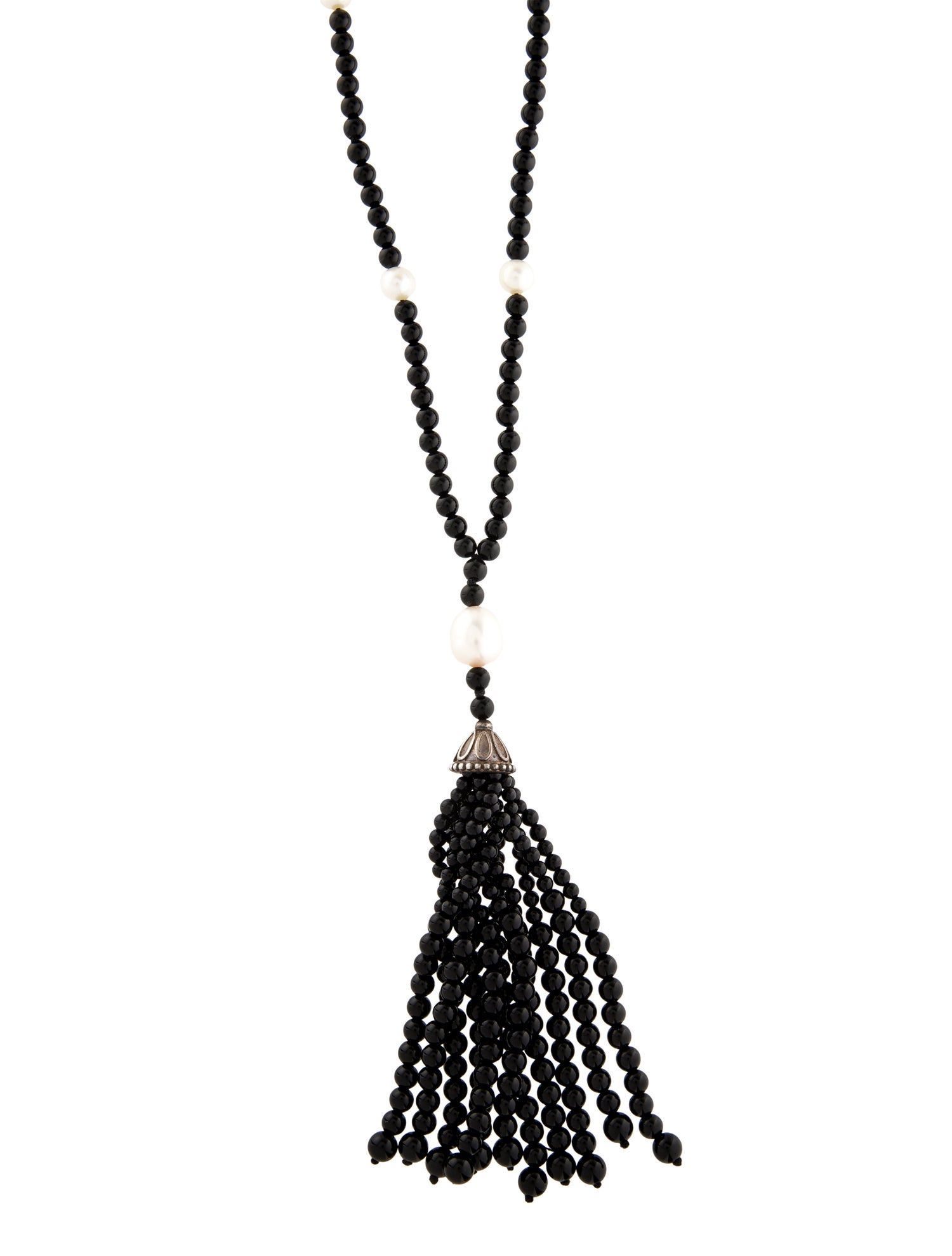 Tiffany & Co. Pearl & Onyx Ziegfeld Tassel Lavalier Necklace