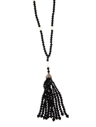Tiffany & Co. Pearl & Onyx Ziegfeld Tassel Lavalier Necklace