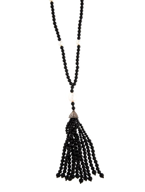 Tiffany & Co. Pearl & Onyx Ziegfeld Tassel Lavalier Necklace