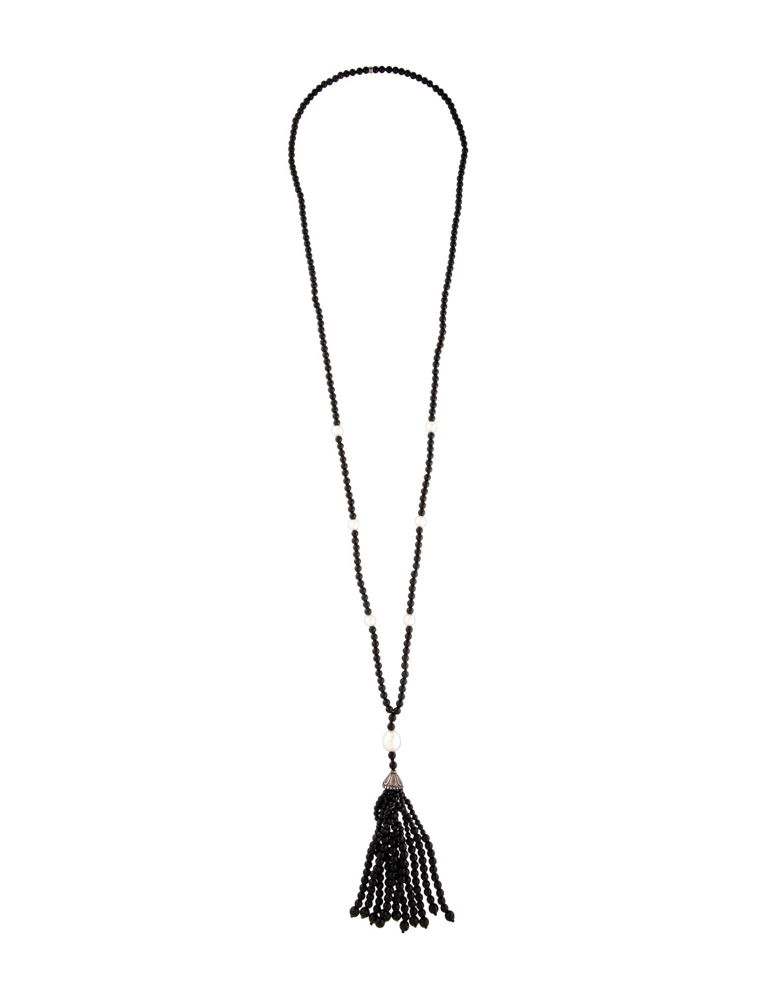 Tiffany & Co. Pearl & Onyx Ziegfeld Tassel Lavalier Necklace