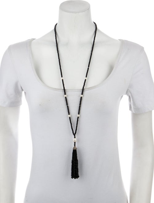 Tiffany & Co. Pearl & Onyx Ziegfeld Tassel Lavalier Necklace