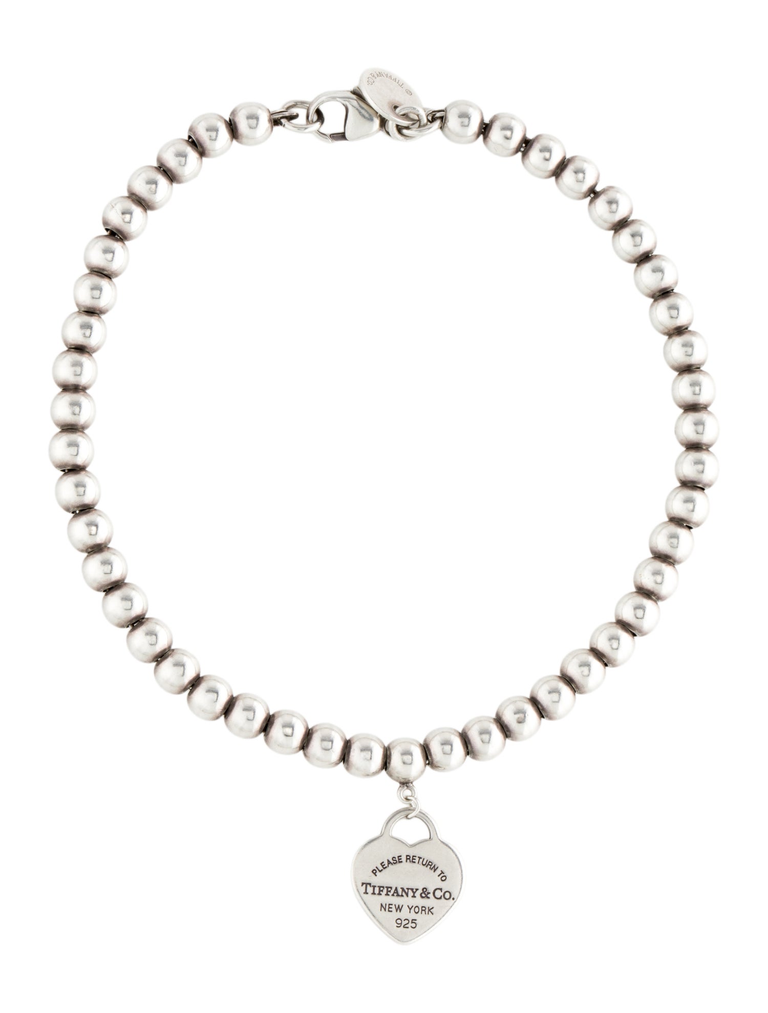 Tiffany & Co. Enamel Heart Tag Bead Charm Bracelet