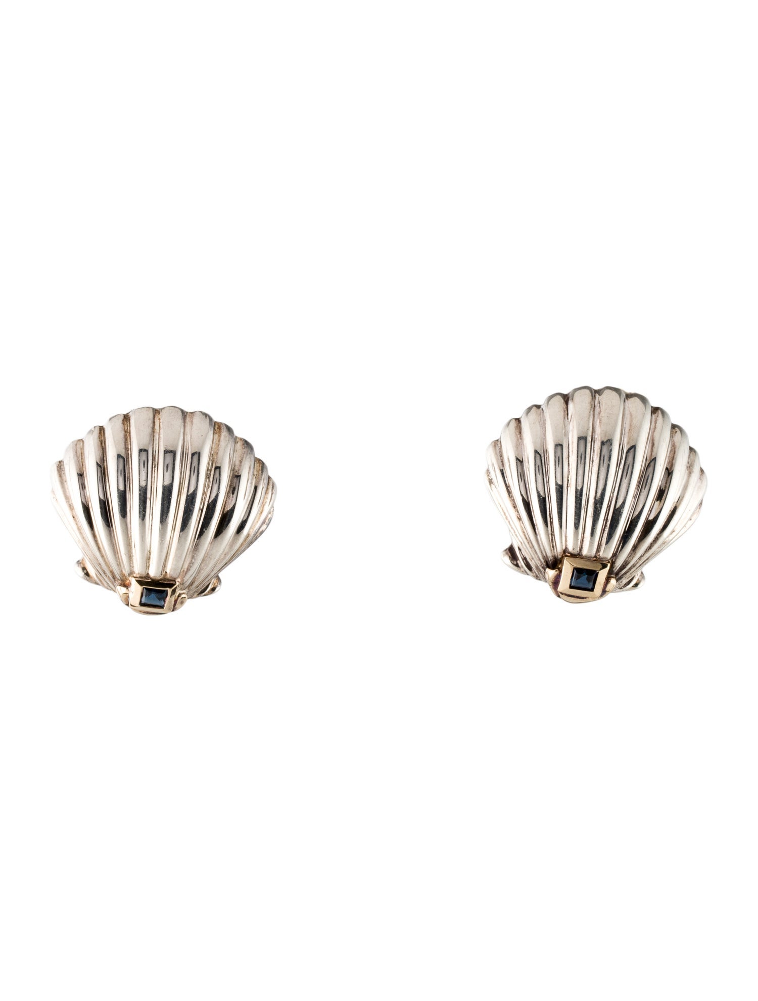 Tiffany & Co. Vintage Sapphire Shell Earclips