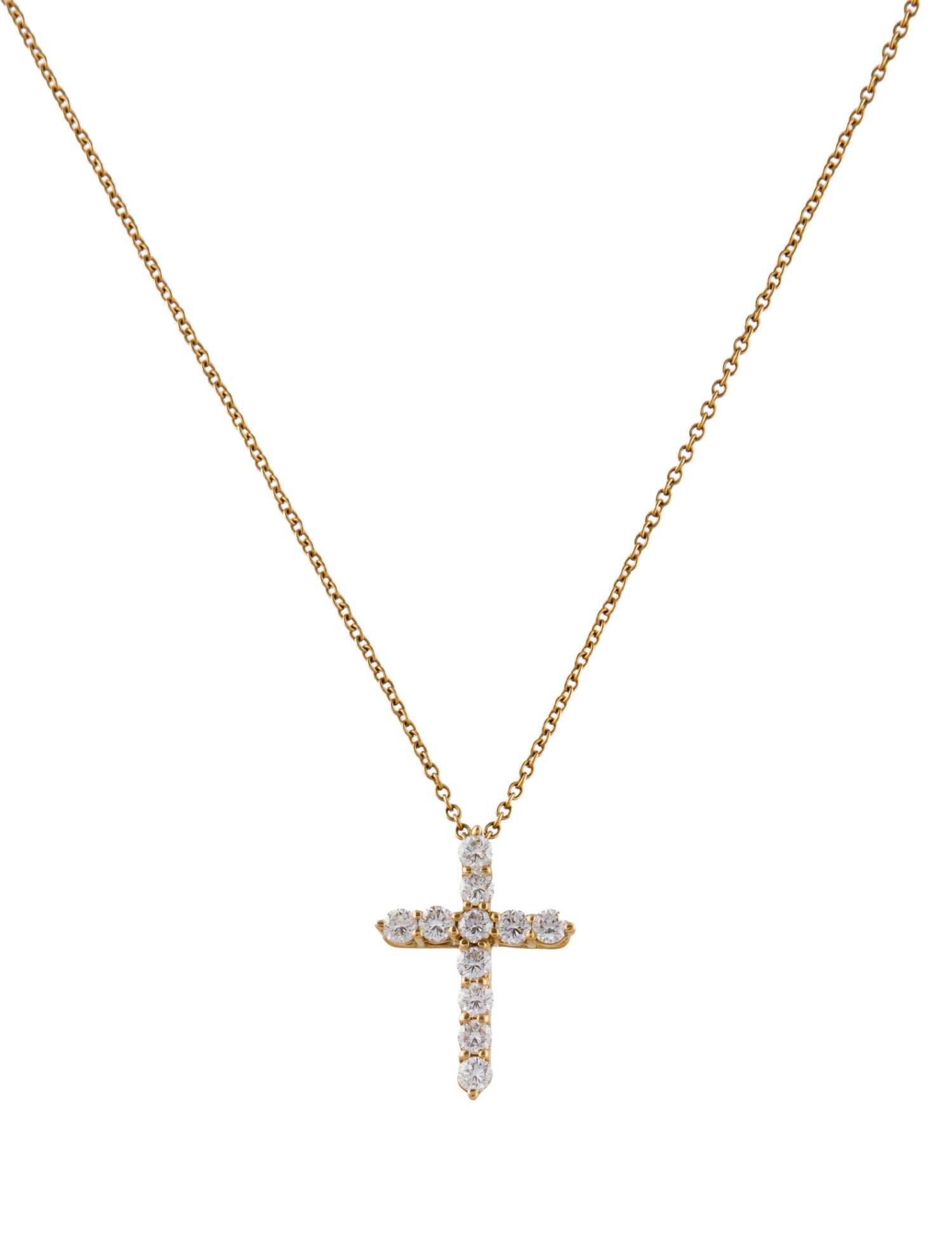 Tiffany & Co. 18K Diamond Cross Pendant Necklace