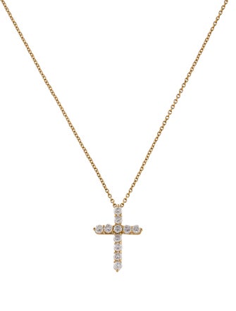 Tiffany & Co. 18K Diamond Cross Pendant Necklace