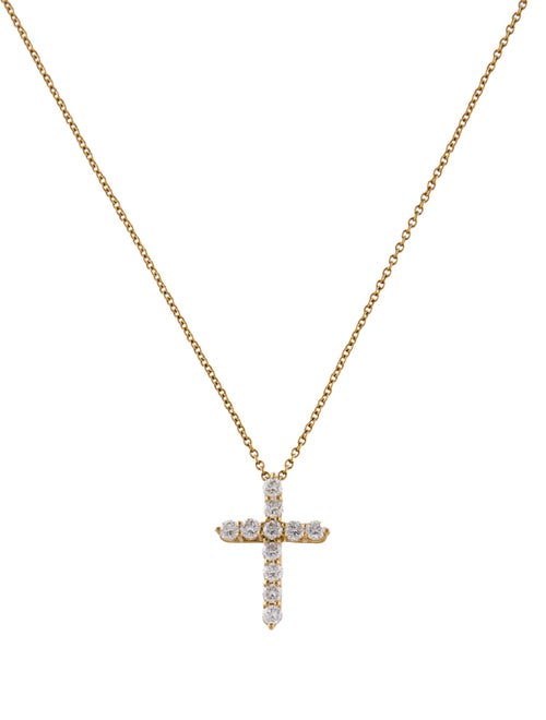 Tiffany & Co. 18K Diamond Cross Pendant Necklace