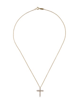 Tiffany & Co. 18K Diamond Cross Pendant Necklace