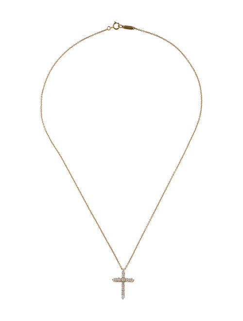 Tiffany & Co. 18K Diamond Cross Pendant Necklace