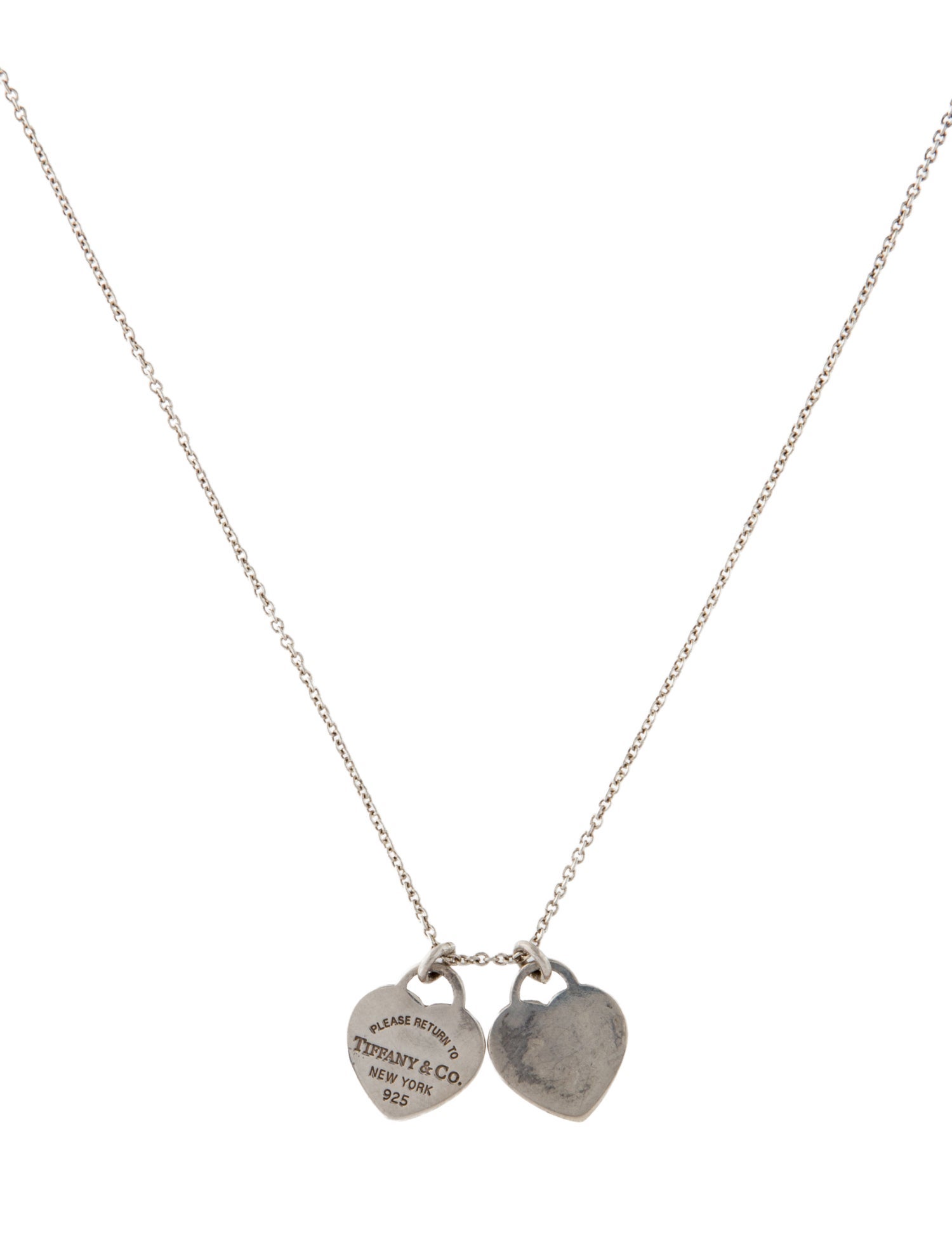 Tiffany & Co. Double Mini Heart Tag Pendant Necklace