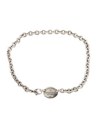 Tiffany & Co. Oval Tag Chain Link Choker Necklace
