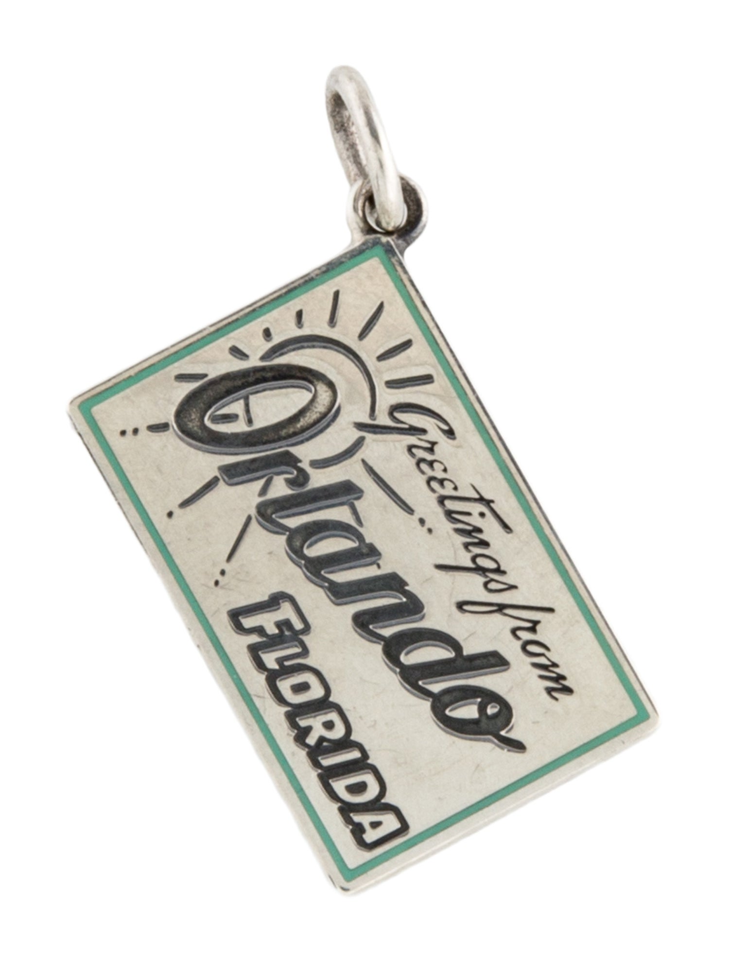 Tiffany & Co. Enamel "Greetings From Orlando Florida" Postcard Charm