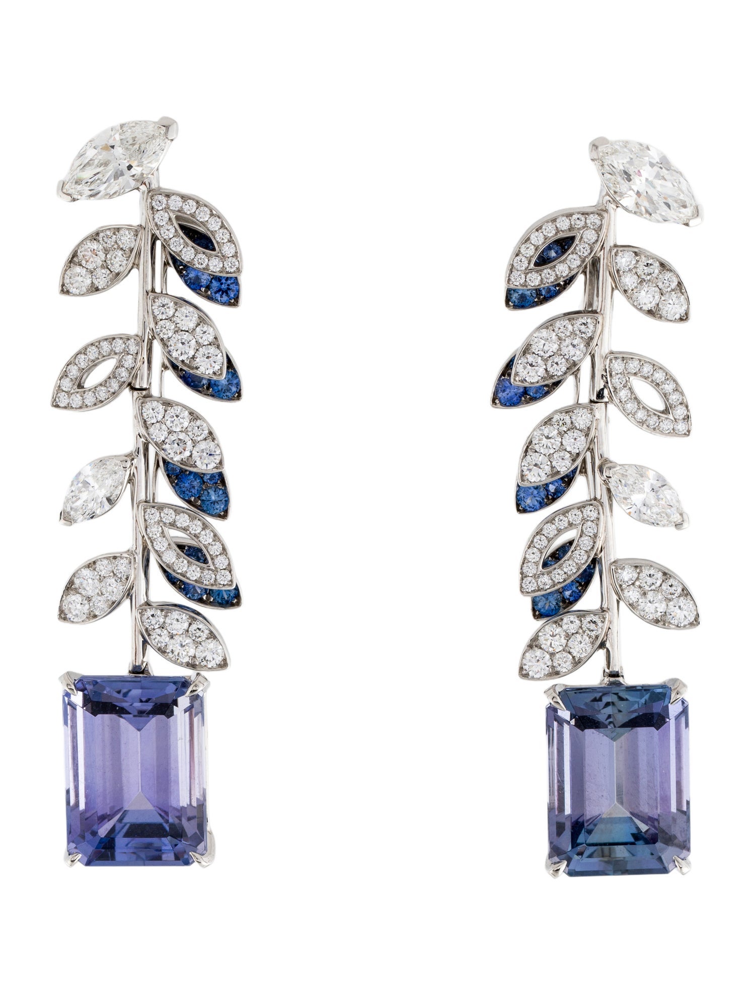 Tiffany & Co. Platinum Tanzanite, Sapphire & Diamond Drop Earrings