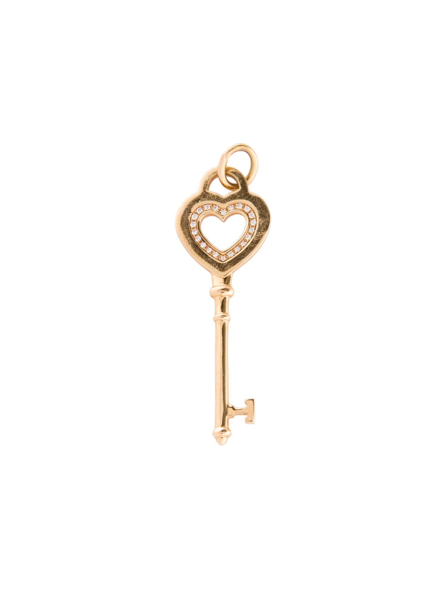 Tiffany & Co. 18K Diamond Heart Key Pendant