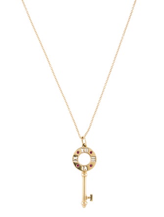 Tiffany & Co. 18K Ruby Atlas Pierced Key Pendant Necklace