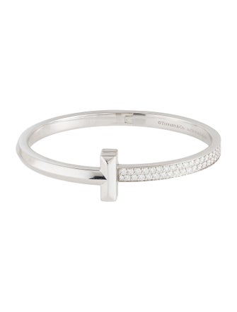 Tiffany & Co. 18K 2.18ctw Diamond T1 Wide Hinged Bangle