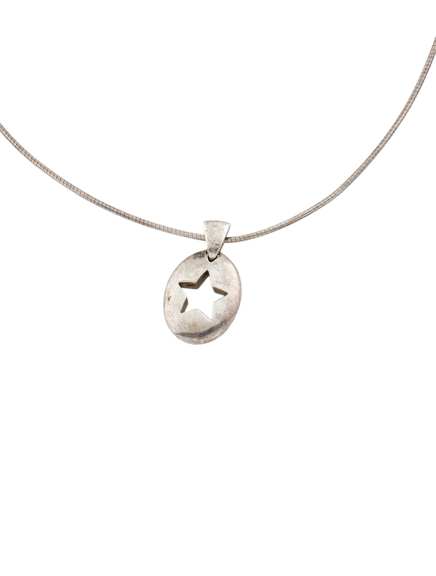 Tiffany & Co. Vintage Oval Star Cutout Pendant Necklace