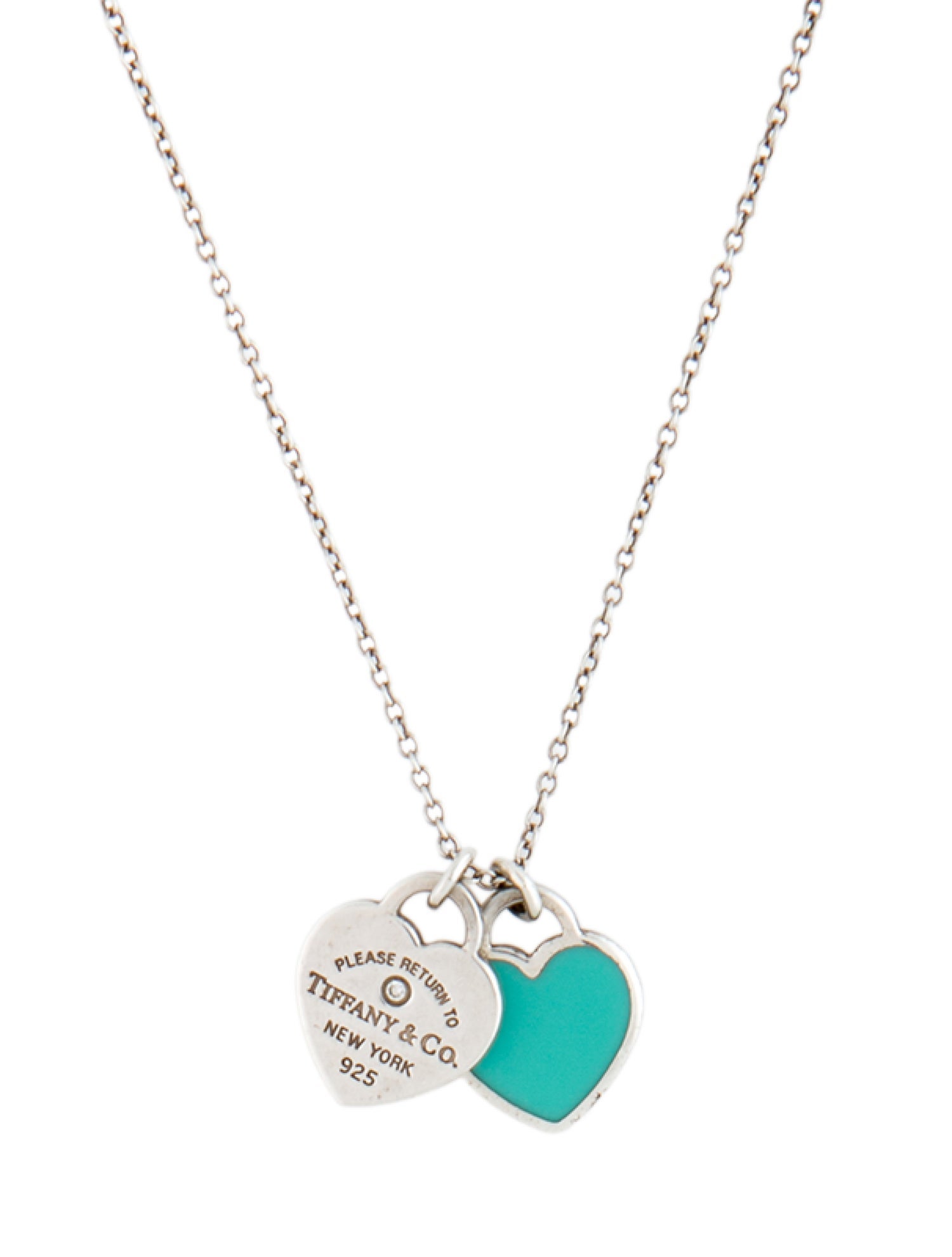 Tiffany & Co. Blue® Diamond Mini Double Heart Tag Pendant Necklace