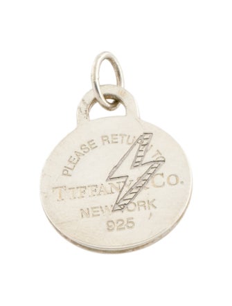 Tiffany & Co. Etched Lightning Bolt Round Tag Pendant