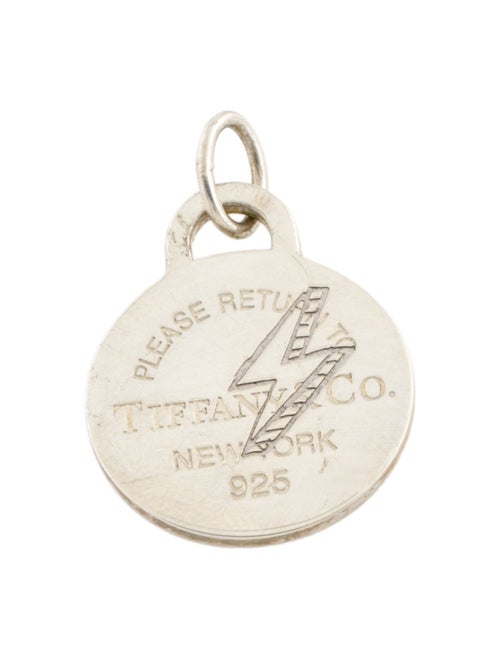 Tiffany & Co. Etched Lightning Bolt Round Tag Pendant