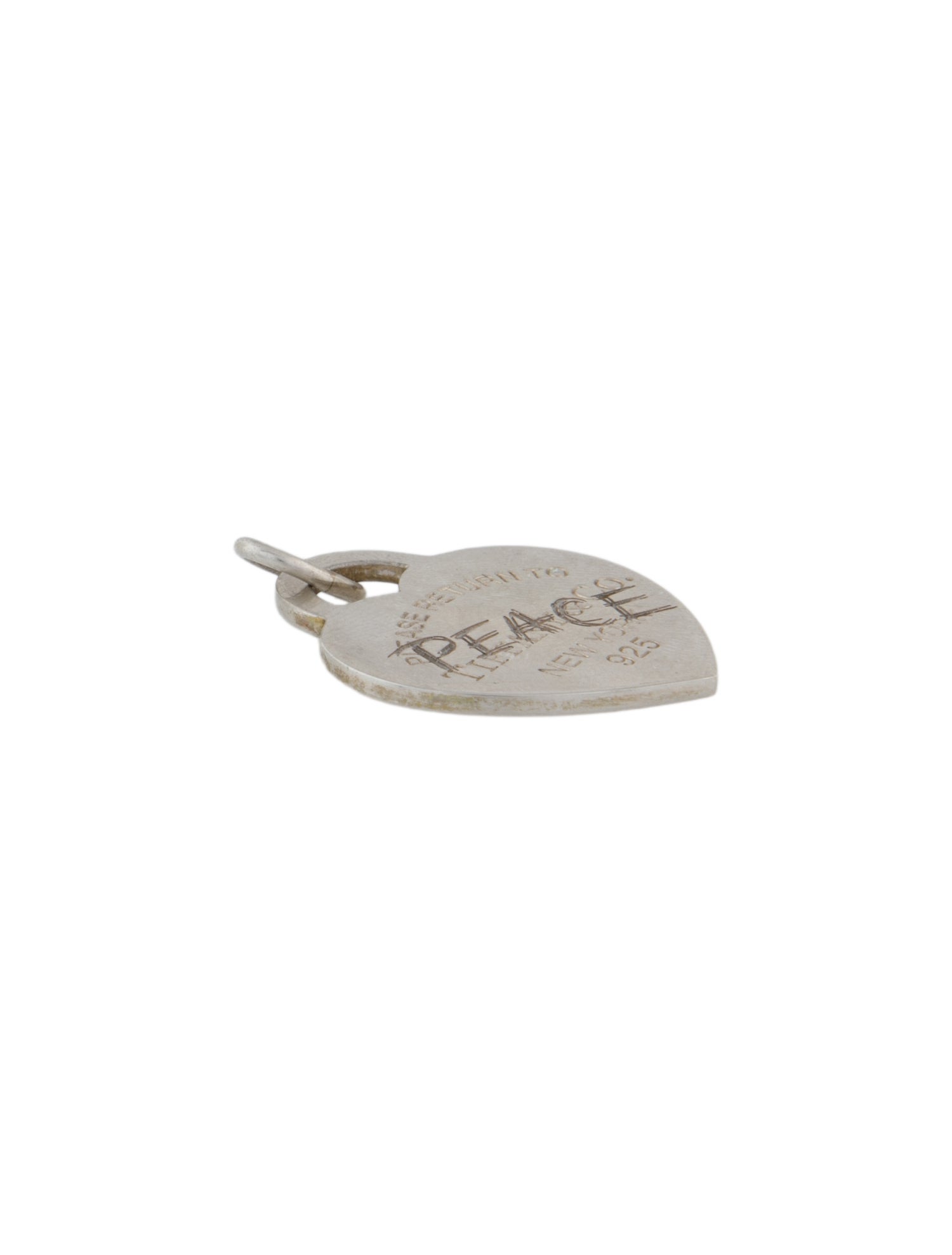 Tiffany & Co. Etched 'Peace' Heart Tag Pendant