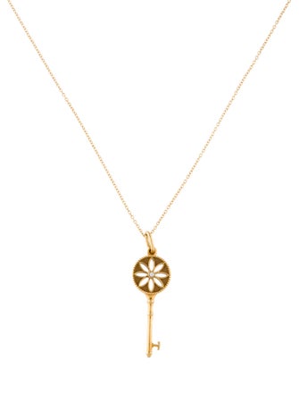 Tiffany & Co. 18K Diamond Daisy Key Pendant Necklace