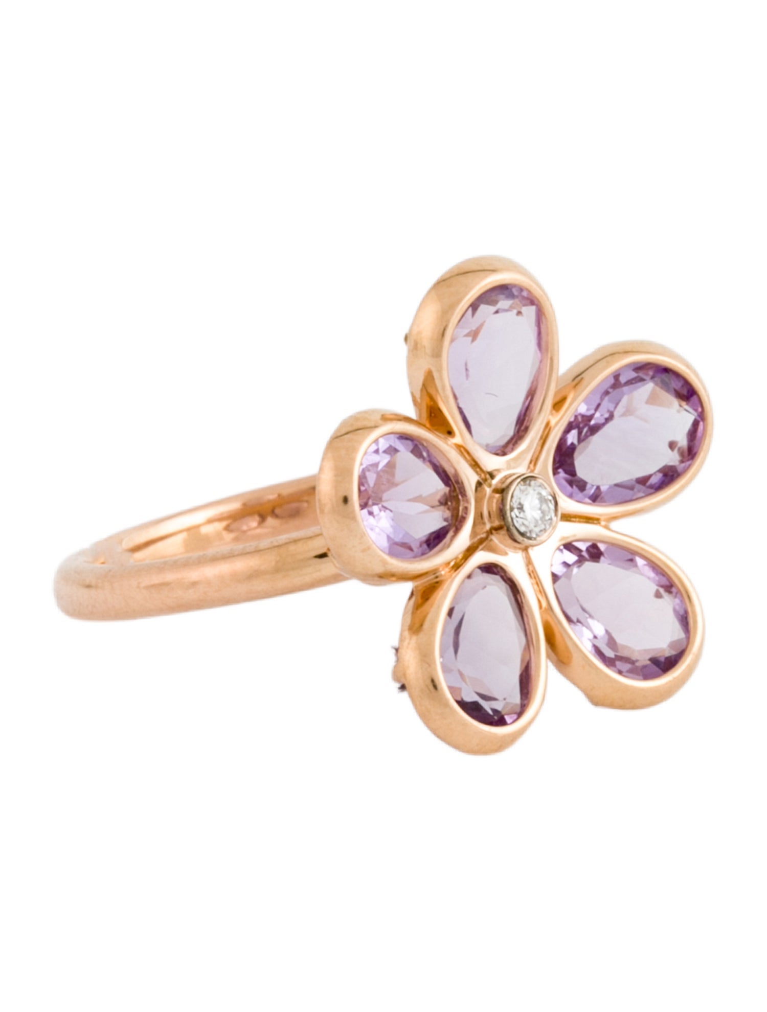 Tiffany & Co. 18K Amethyst & Diamond Sparklers Flower Ring
