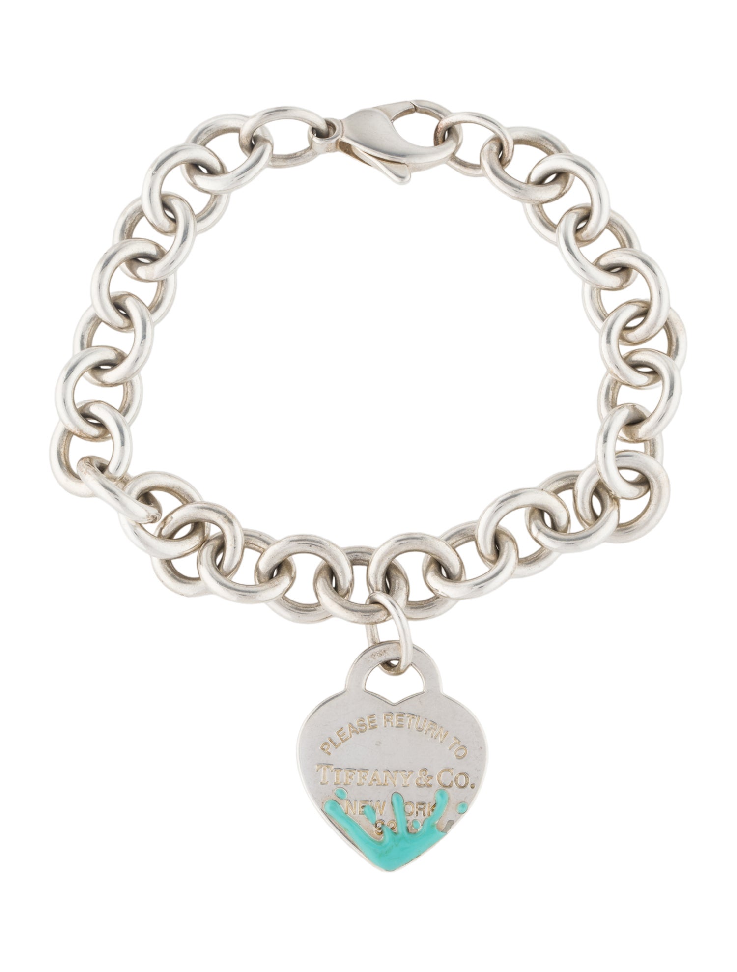 Tiffany & Co. Enamel Color Splash Heart Tag Charm Bracelet