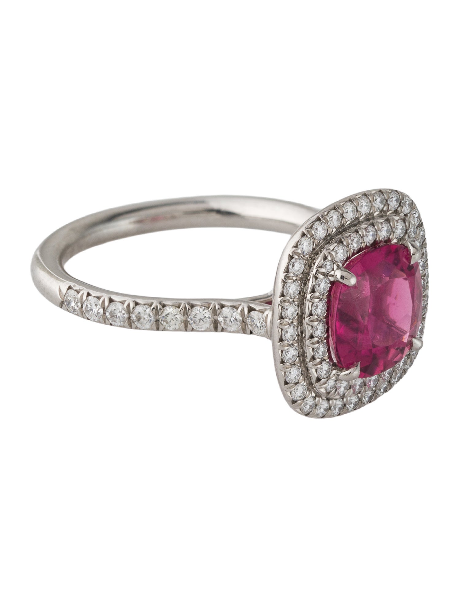 Tiffany & Co. Platinum 1.86ctw Rubellite & Diamond Soleste Ring