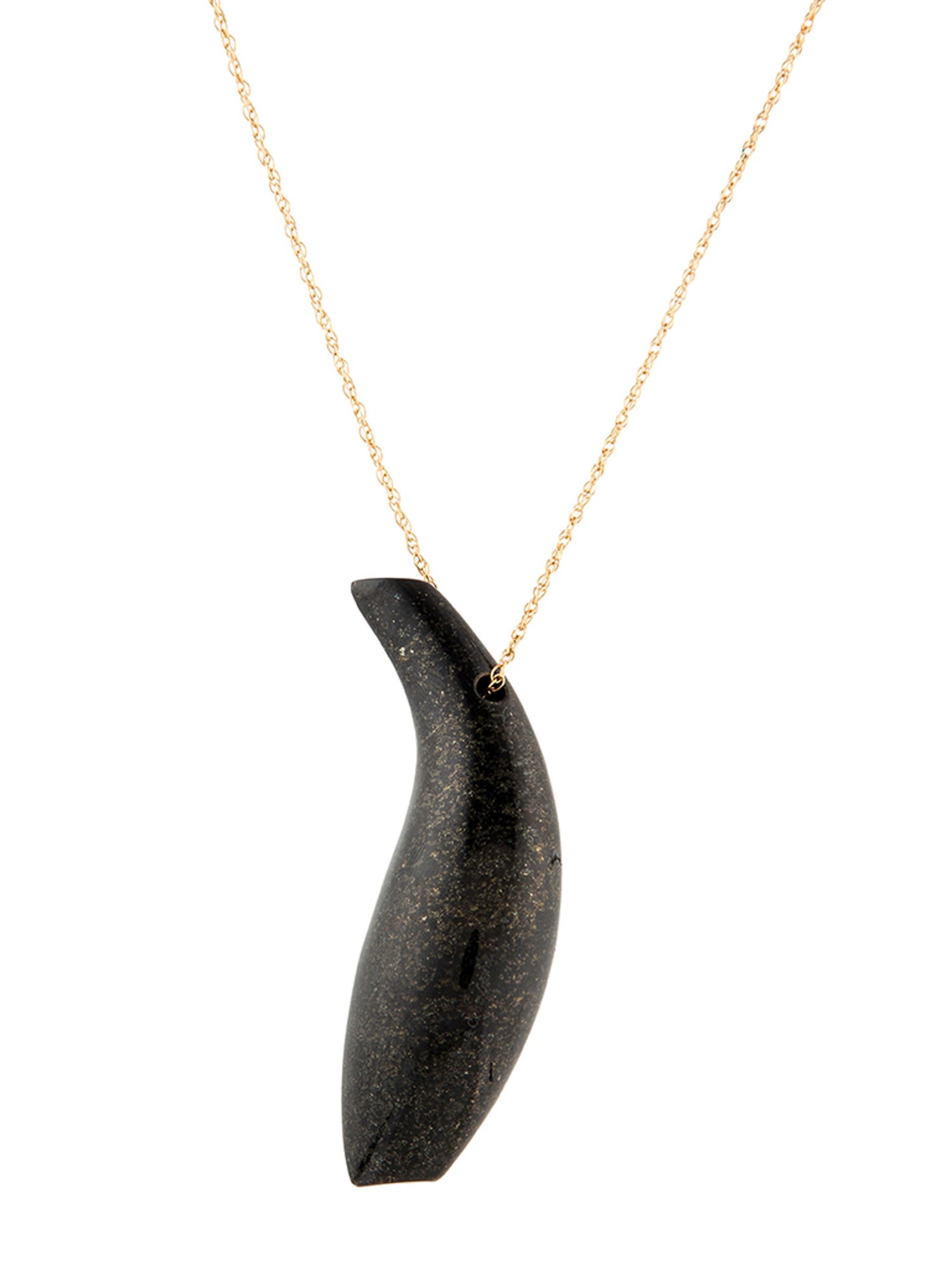Tiffany & Co. 18K Nephrite Fish Pendant Necklace