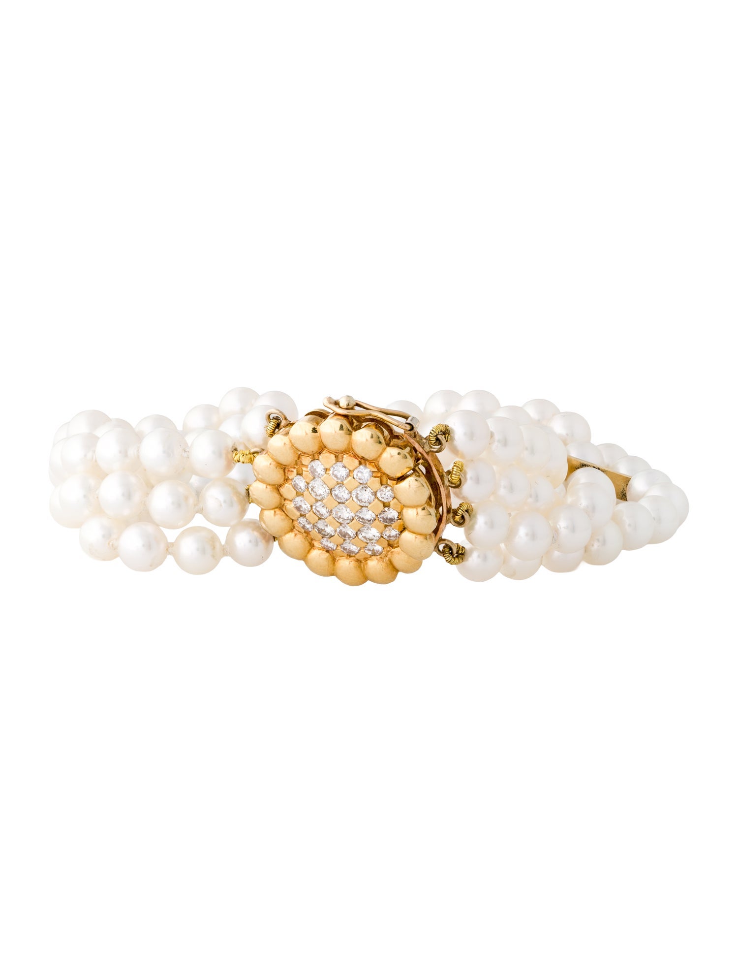 Tiffany & Co. Vintage 18K Pearl & Diamond Link Bracelet