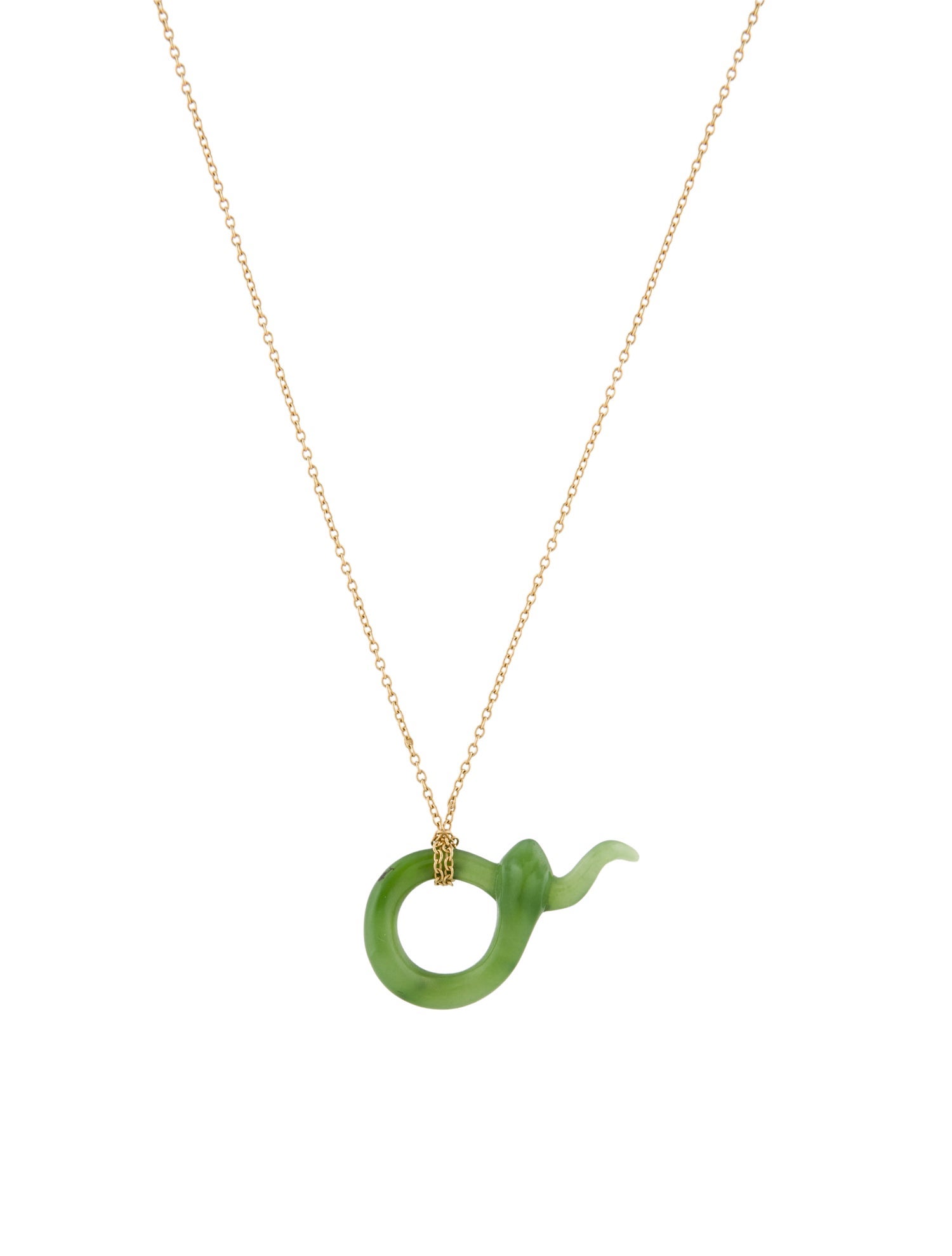 Tiffany & Co. 18K Nephrite Snake Pendant Necklace