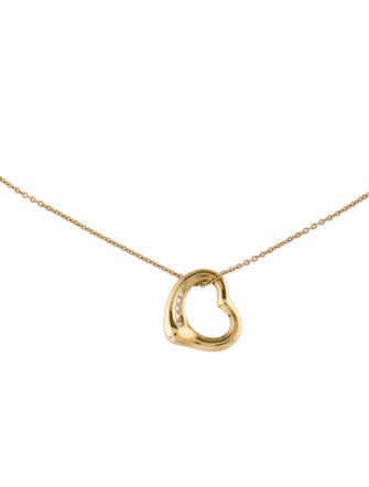 Tiffany & Co. 18K Diamond Open Heart Pendant Necklace