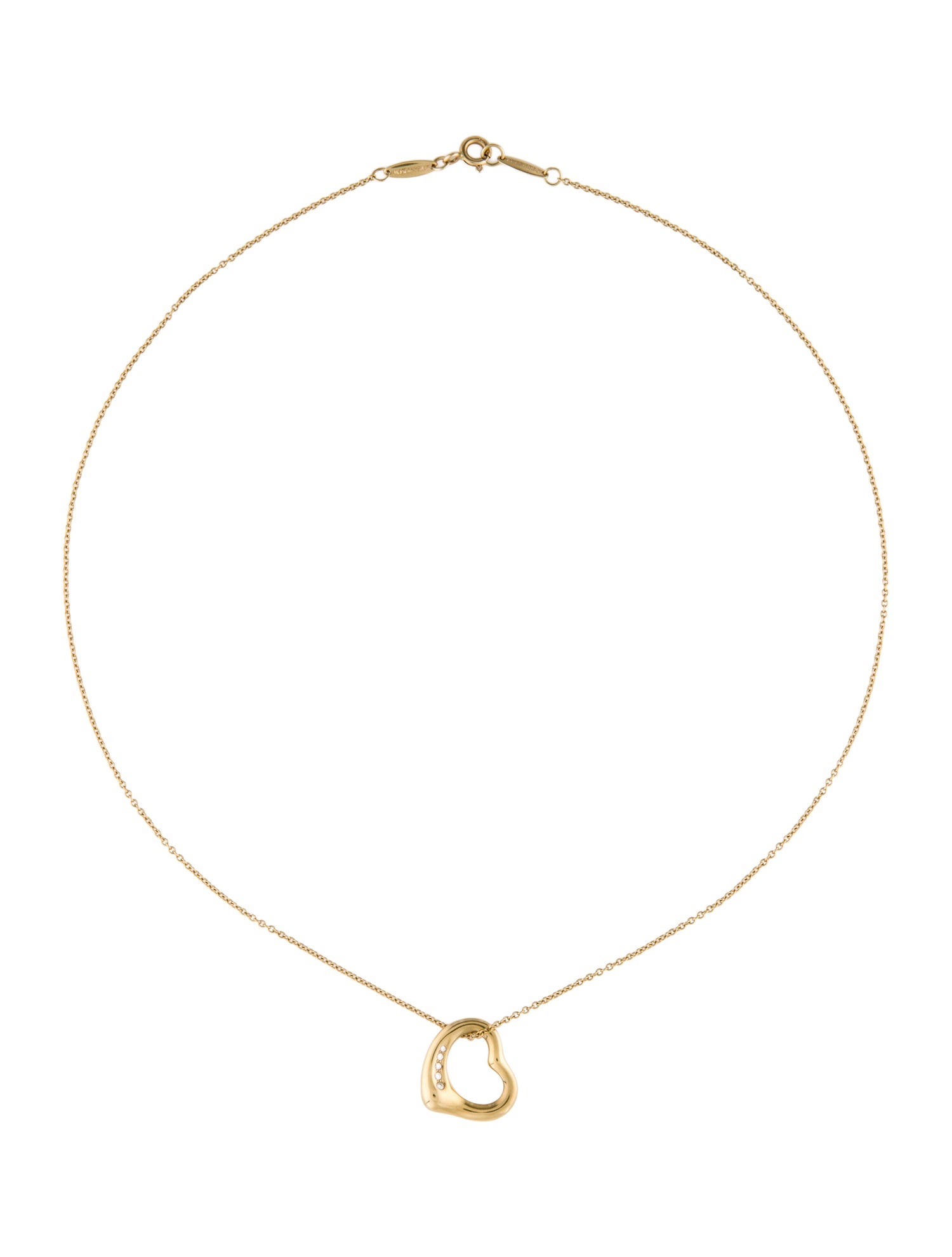 Tiffany & Co. 18K Diamond Open Heart Pendant Necklace