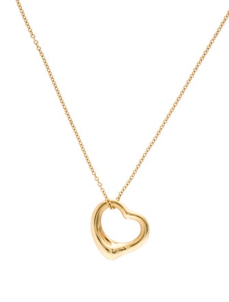 Tiffany & Co. 18K Open Heart Pendant Necklace