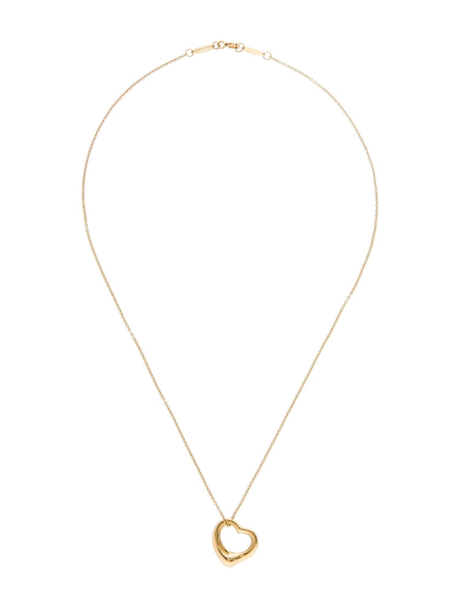 Tiffany & Co. 18K Open Heart Pendant Necklace